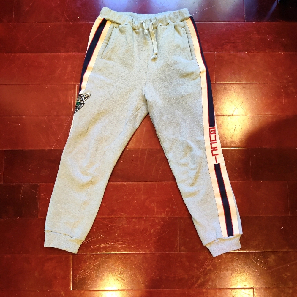 Gucci Mystic Cat Sequin Grey Cotton Sweatpants